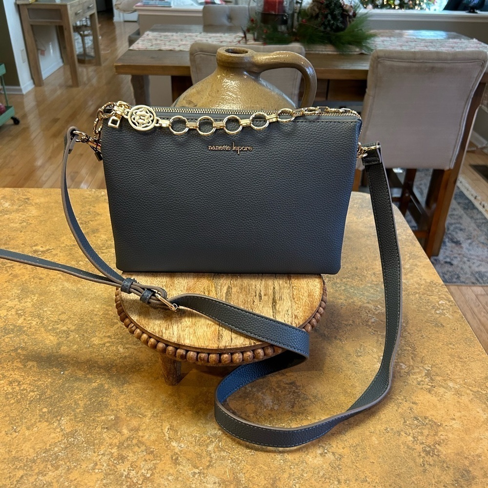 Nanette Lepore Blue Gray Convertible Handbag